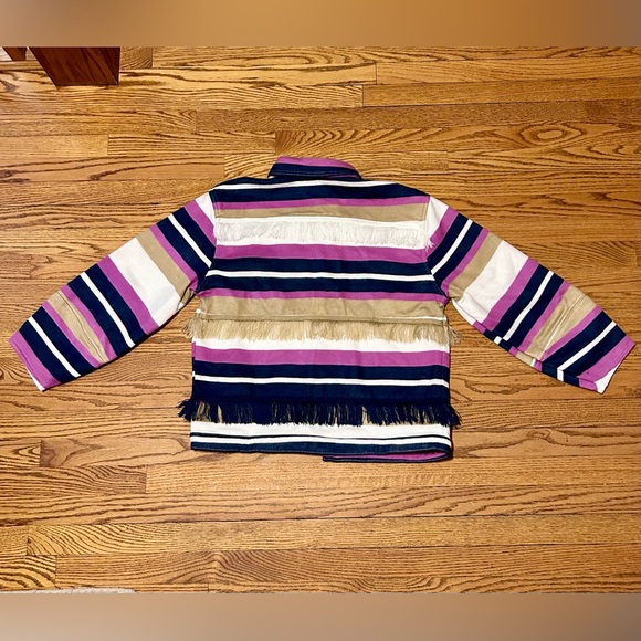 NWT Anthropologie Alexandra Bueno Fringe Western Cowboy Striped Coat Jacket - Picture 2 of 8